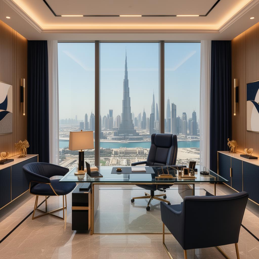 Ufficio Business UAE a Dubai con vista Burj Khalifa